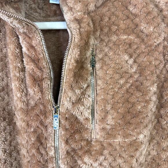 Carmen Marc Valvo NWOT Toasted Chestnut Faux Fur Gold Zipper Trim Vest XL - Picture 5 of 8